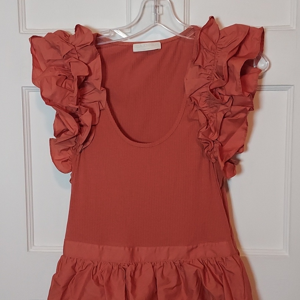Ulla Johnson Hanna Tiered Ruffle Mini Dress Auburn - Picture 4 of 16